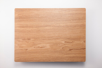 A square wood tray isolated white, top view at the studio.