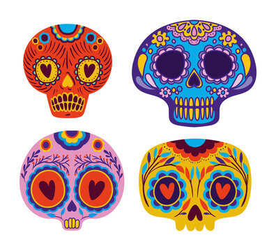 Mexican skulls set vector design