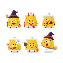 Halloween expression emoticons with cartoon character of coin purse