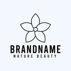 Flower line art vector icon template.