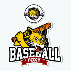 Fototapeta premium Baseball Foxy Illustration. Fox logo icon. Fox mascot vector
