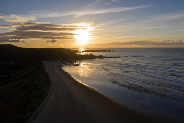 Aerial drone view of Bastendorff Beach near Coos Bay North Bend in Oregon