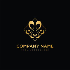 Beauty salon logo design with gold color and black background