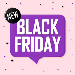 Black Friday Sale, speech bubble banner design template, discount tag, special offer, app icon, vector illustration