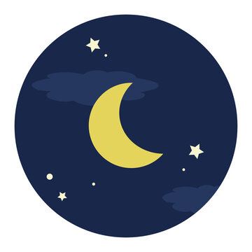 recommend clip art: シンプルな夜イメージの丸型アイコン