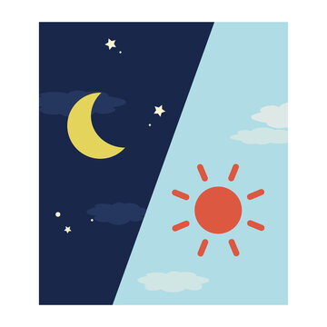シンプルな夜と朝イメージ 角型アイコン（左から夜、昼）