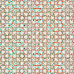 Kaleidoscope background pattern visible inside the eyelids when eyes closed