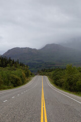 Beautiful Scenic Road, Klondike Hwy, in the Canadian Nature during Fall Season. Taken in Yukon, Canada.