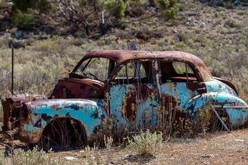 Old wrecked Oldsmobile cars in outback Australia