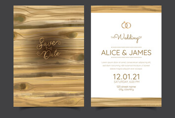 wedding invitation cards, watercolor wood textures, rustic