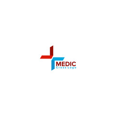 Illustration Vector Graphic of Red and Blue Digital Cross Logo. Perfect to use for Medical Logo