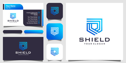 Creative Shield Concept Logo Design Templates. icon and business card
