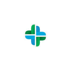 Fototapeta premium Illustration Vector Graphic of Green and Blue Digital Cross Logo. Perfect to use for Medical Logo