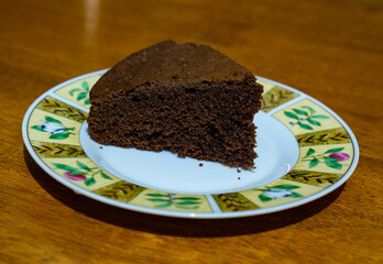 Piece of plain chocolate cake