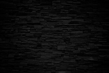 Fototapeta na wymiar Black Brick Wall Texture - Black Abstract Background - Dark Backdrop