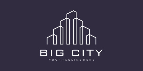 Fototapeta premium City building logo design with line art style. building abstract For Logo Design Inspiration. business card design