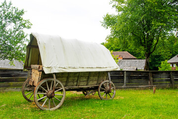 wooden cart with wheels with wooden spokes