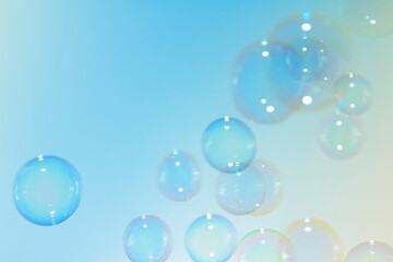 Colorfull soap bubbles float background.