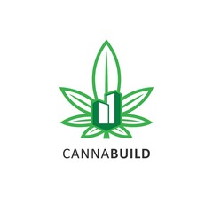cannabis build logo. vector illustration