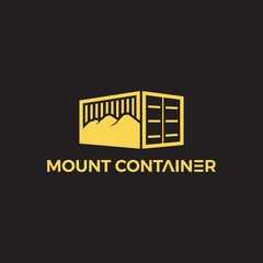 Gold colored container mountain logo template vector for industrial use that is easy to edit