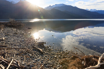 Beautiful scenic of Lake Hawea in the south island of New Zealand.