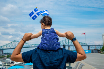 Fototapeta premium Drapeau québec - Happy Quebec Day