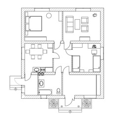 House interior. Black and White floor plan of a modern apartment. Vector blueprint. Architectural background.