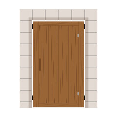 Wooden door. Arch way vector. arch brick door. wallpaper. free space for text. 