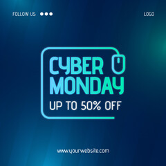 Cyber Monday Sale Banner Design Template, Social Media Network Marketing Promotion Concept
