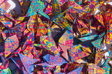 Fototapeta na wymiar Colorful origami paper cranes 