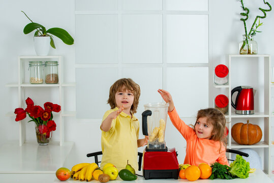 Healthy Food At Home. Happy Loving Children.