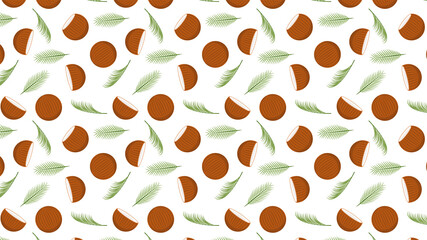 Coconut pattern wallpaper. Coconut vector. Coconut on white background.