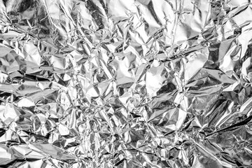 aluminium foil crumpled Silver texture abstract background - obrazy, fototapety, plakaty
