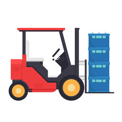 Forklift cartoon vector. Crate cartoon vector. free space for text. wallpaper. Bottle in crate.