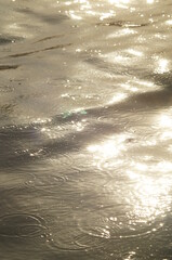 Background with a motif of fuzzy and rough water surface during the rain 