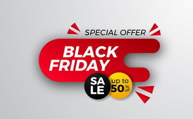 label sticker black friday sale offer discount template with red color for commercial store