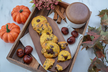 sweet home made pumpkin chocolate chip cookies