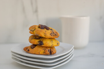 sweet home made pumpkin chocolate chip cookies