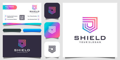 Creative Shield Concept Logo Design Templates. icon and business card