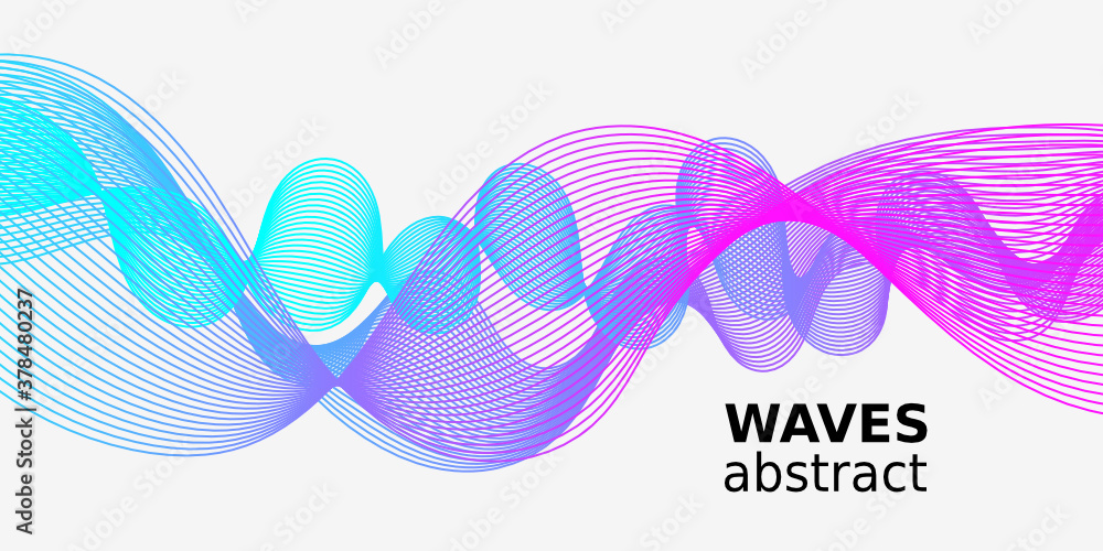 Poster abstract wave element for design. digital frequency track equalizer. stylized line art background. v