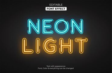 Glowing light style, Editable font effect