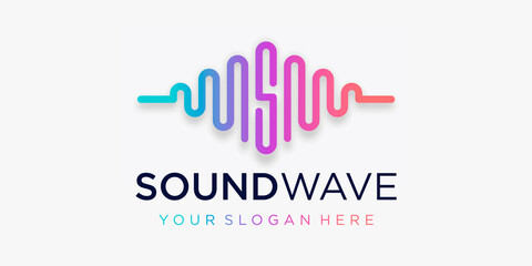 Letter S with pulse . sound wave element. logo template electronic music, equalizer, store, DJ music, nightclub, disco. audio wave logo concept, multimedia technology themed, abstract shape.