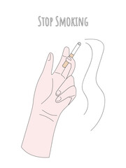 Stop smoking vector illustration. A hand with a cigarette