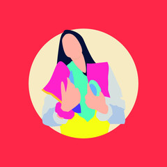 Vector illustration in flat simple style. girl and fashion
