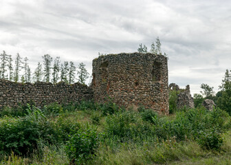 Fototapeta na wymiar old medieval stone castle ruins, Ergeme castle ruins