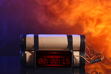 Bomb with timer on dark color background