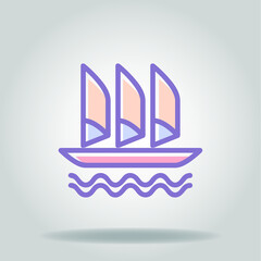 sailing boat colorful colorful icon
