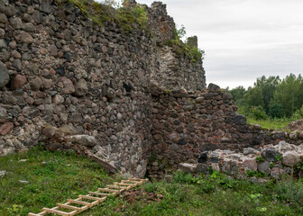 Fototapeta premium old medieval stone castle ruins, Ergeme castle ruins