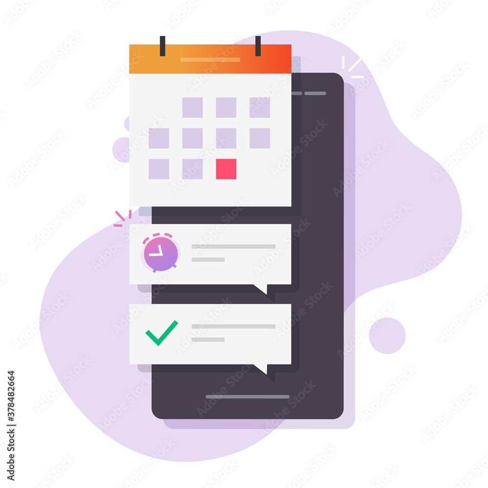 Poster calendar important deadline date task list mobile on phone online app, smartphone event digital appo
