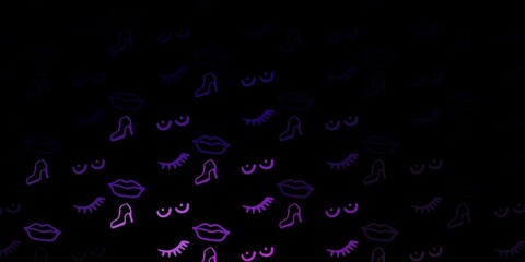 Dark Purple vector template with businesswoman signs.